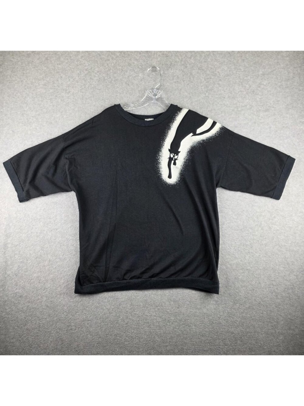 Vintage Land N Sea Cat Graphic T Shirt Mens L Black Made USA 90s Animal Tee